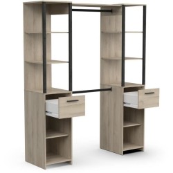 Kit Dressing duo - L160 x P50x H200 cm - Décor chene Kronberg / Noir
