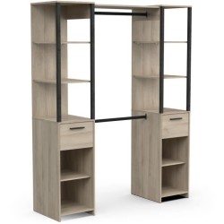 Kit Dressing duo - L160 x P50x H200 cm - Décor chene Kronberg / Noir