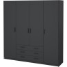Armoire VEGA - Décor Gris anthracite - 4 portes + 3 tiroirs - L 195,5