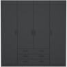 Armoire VEGA - Décor Gris anthracite - 4 portes + 3 tiroirs - L 195,5