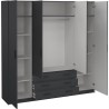Armoire VEGA - Décor Gris anthracite - 4 portes + 3 tiroirs - L 195,5