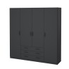 Armoire VEGA - Décor Gris anthracite - 4 portes + 3 tiroirs - L 195,5