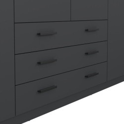 Armoire VEGA - Décor Gris anthracite - 4 portes + 3 tiroirs - L 195,5