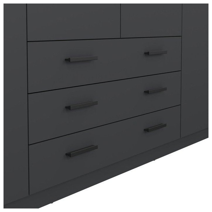 Armoire VEGA - Décor Gris anthracite - 4 portes + 3 tiroirs - L 195,5 x P 49,6 x H 200,4 cm Armoire VEGA - Décor Gris anthracite - 4 portes + 3 tiroirs - L 195,5 x P 49,6 x H 200,4 cm