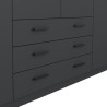Armoire VEGA - Décor Gris anthracite - 4 portes + 3 tiroirs - L 195,5