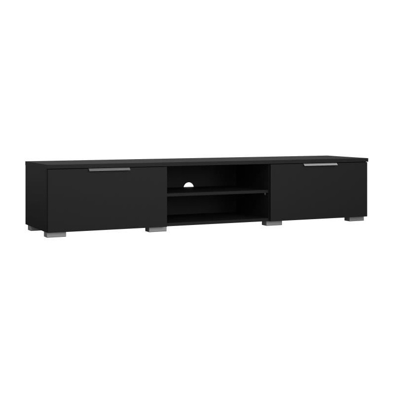 Meuble TV - MATCH - Noir mat - 2 tiroirs, une niche - 172,7 x 39,9 x 3 Meuble TV - MATCH - Noir mat - 2 tiroirs, une niche - 172,7 x 39,9 x 3