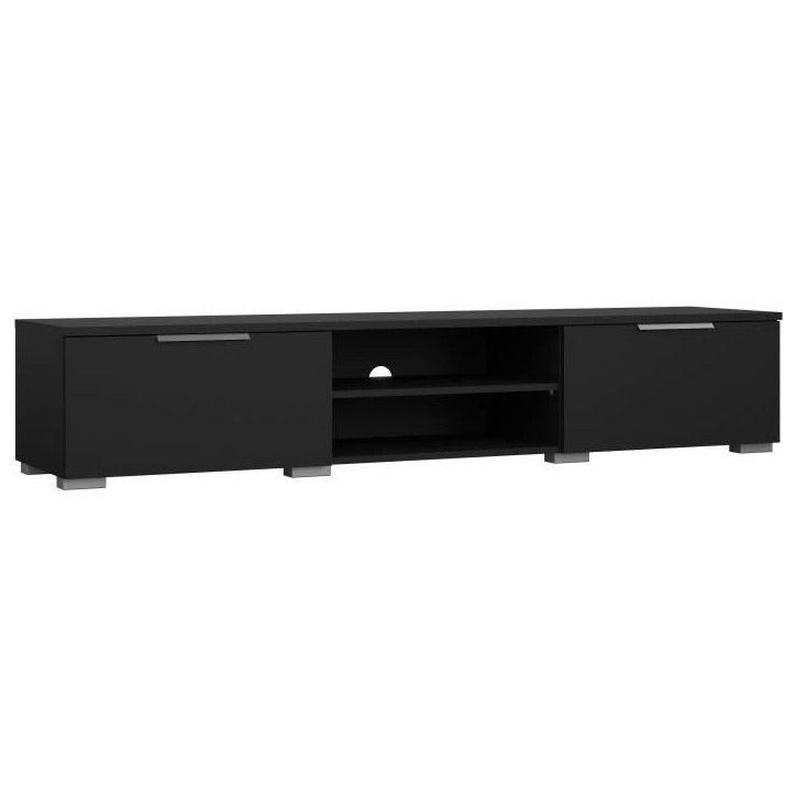 Meuble TV - MATCH - Noir mat - 2 tiroirs, une niche - 172,7 x 39,9 x 33,1 cm Meuble TV - MATCH - Noir mat - 2 tiroirs, une niche - 172,7 x 39,9 x 33,1 cm
