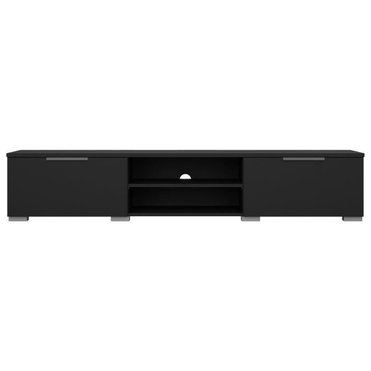 Meuble TV - MATCH - Noir mat - 2 tiroirs, une niche - 172,7 x 39,9 x 33,1 cm Meuble TV - MATCH - Noir mat - 2 tiroirs, une niche - 172,7 x 39,9 x 33,1 cm