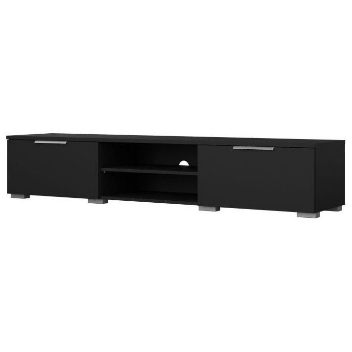 Meuble TV - MATCH - Noir mat - 2 tiroirs, une niche - 172,7 x 39,9 x 33,1 cm Meuble TV - MATCH - Noir mat - 2 tiroirs, une niche - 172,7 x 39,9 x 33,1 cm