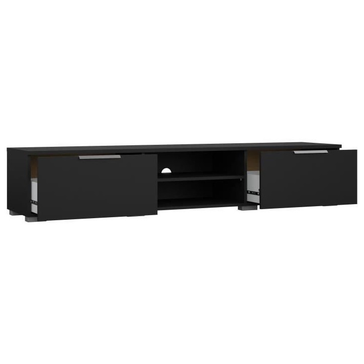 Meuble TV - MATCH - Noir mat - 2 tiroirs, une niche - 172,7 x 39,9 x 33,1 cm Meuble TV - MATCH - Noir mat - 2 tiroirs, une niche - 172,7 x 39,9 x 33,1 cm