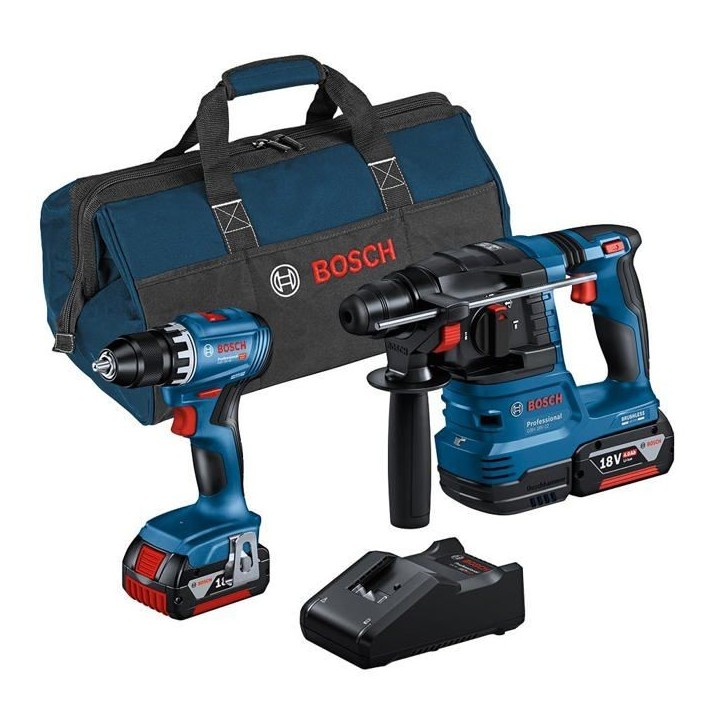 Combo-kit - BOSCH - GSR 18V-45 + GBH 18V-22 - Batterie 4,0 Ah - Perceuse a percussion Combo-kit - BOSCH - GSR 18V-45 + GBH 18V-22 - Batterie 4,0 Ah - Perceuse a percussion