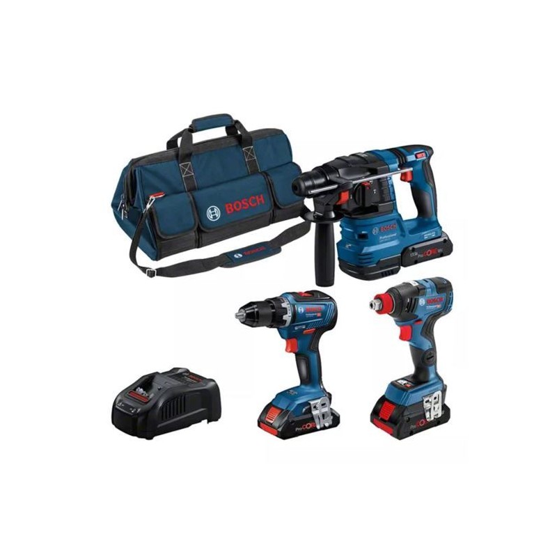 COMBO KIT 3 OUTILS 18V: GSR 18V-55 +GDX 18V-200 + GBH 18V-22 +ProCORE1