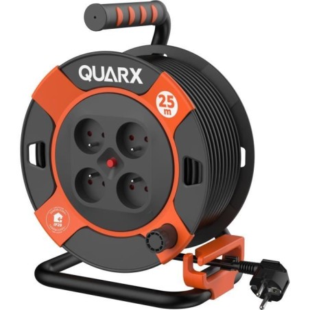 Enrouleur de bricolage - QUARX - 25m - H05VV-F 3G1,5mm² - Disjoncteur