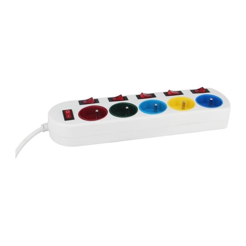Bloc multiprise - GAO - 5 prises - Avec interrupteurs, 16A, 230V Bloc multiprise - GAO - 5 prises - Avec interrupteurs, 16A, 230V
