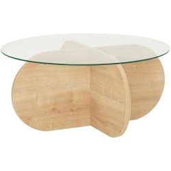 Table basse en verre - BUBBLE - Ronde - Chene Saphir - 75 x 75 x 35 cm