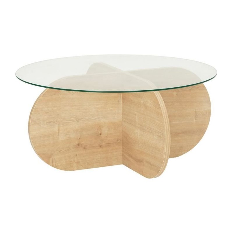 Table basse en verre - BUBBLE - Ronde - Chene Saphir - 75 x 75 x 35 cm Table basse en verre - BUBBLE - Ronde - Chene Saphir - 75 x 75 x 35 cm