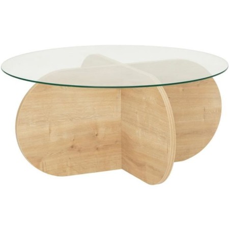Table basse en verre - BUBBLE - Ronde - Chene Saphir - 75 x 75 x 35 cm