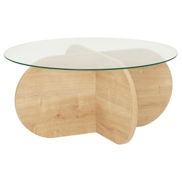 Table basse en verre - BUBBLE - Ronde - Chene Saphir - 75 x 75 x 35 cm Table basse en verre - BUBBLE - Ronde - Chene Saphir - 75 x 75 x 35 cm