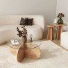 Table basse en verre - BUBBLE - Ronde - Chene Saphir - 75 x 75 x 35 cm
