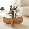 Table basse en verre - BUBBLE - Ronde - Chene Saphir - 75 x 75 x 35 cm