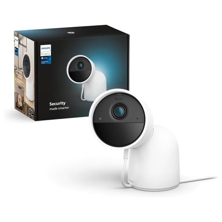 Caméra filaire avec support de bureau - Philips Hue - Secure - HD 1080P - Intérieure ou extérieure - Blanc Caméra filaire avec support de bureau - Philips Hue - Secure - HD 1080P - Intérieure ou extérieure - Blanc