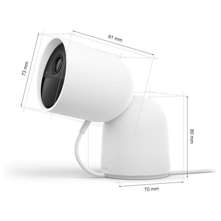 Caméra filaire avec support de bureau - Philips Hue - Secure - HD 1080P - Intérieure ou extérieure - Blanc Caméra filaire avec support de bureau - Philips Hue - Secure - HD 1080P - Intérieure ou extérieure - Blanc