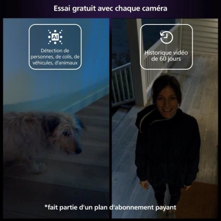 Caméra sans fil - Philips Hue - Secure - HD 1080P - Intérieure ou extérieure - Contrôle avec une seule application - Blanc