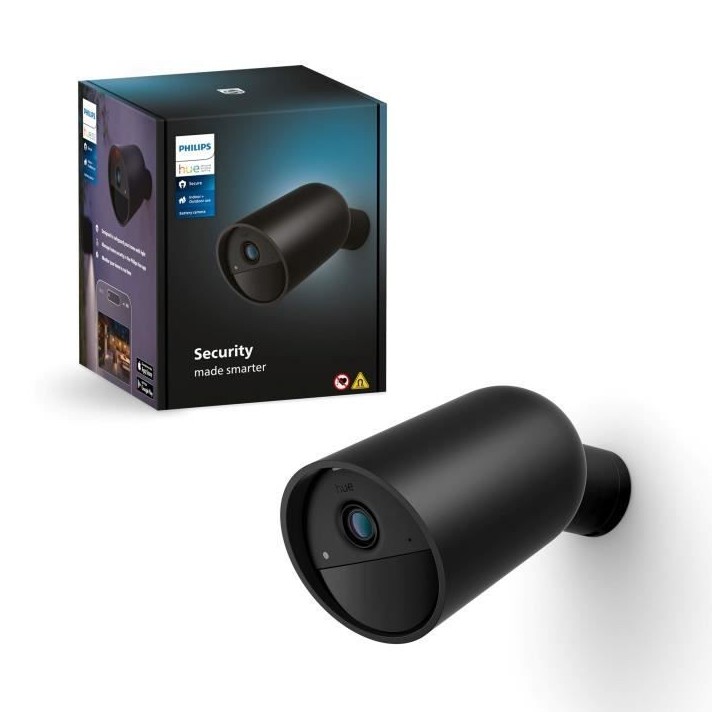 Caméra sans fil - Philips Hue - Secure - HD 1080P - Intérieure ou extérieure - Contrôle avec une seule application - Noir Caméra sans fil - Philips Hue - Secure - HD 1080P - Intérieure ou extérieure - Contrôle avec une seule application - Noir