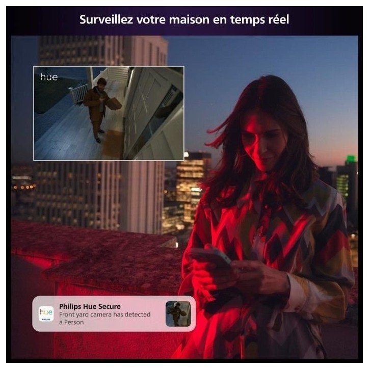 Caméra sans fil - Philips Hue - Secure - HD 1080P - Intérieure ou extérieure - Contrôle avec une seule application - Noir Caméra sans fil - Philips Hue - Secure - HD 1080P - Intérieure ou extérieure - Contrôle avec une seule application - Noir