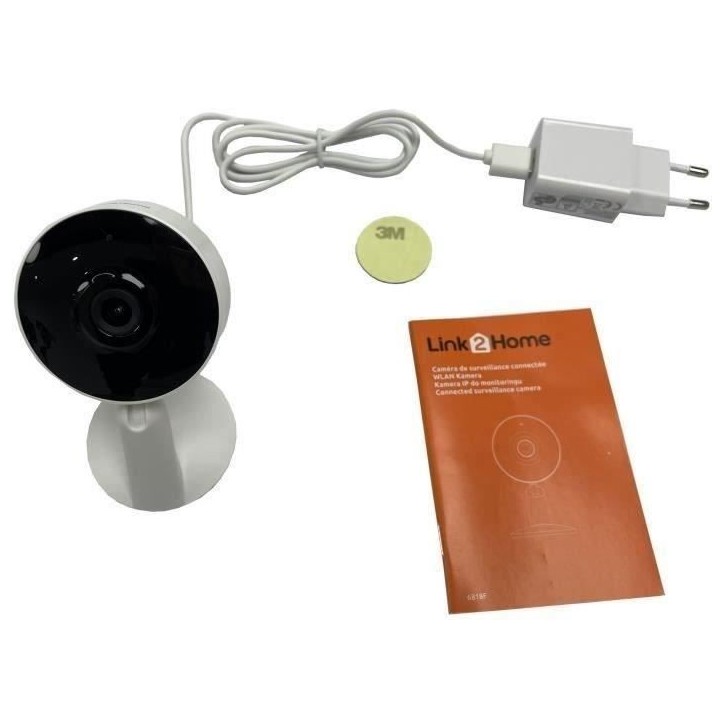 Caméra Wi-Fi - LINK2HOME - HD 1080P, vision nocturne, détection mouvement Caméra Wi-Fi - LINK2HOME - HD 1080P, vision nocturne, détection mouvement