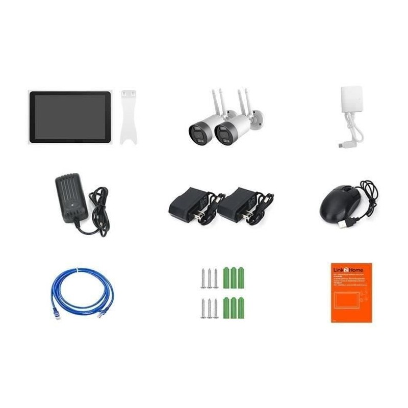 Kit 2 caméras Wi-Fi + écran NVR - LINK2HOME - 3MP, détection intell Kit 2 caméras Wi-Fi + écran NVR - LINK2HOME - 3MP, détection intell