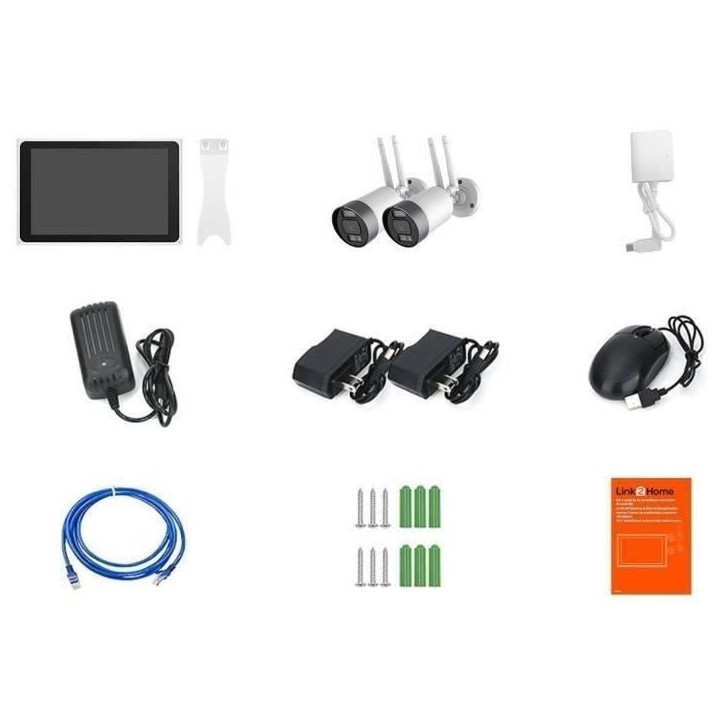 Kit 2 caméras Wi-Fi + écran NVR - LINK2HOME - 3MP, détection intelligente, écran LCD 10.1 Kit 2 caméras Wi-Fi + écran NVR - LINK2HOME - 3MP, détection intelligente, écran LCD 10.1