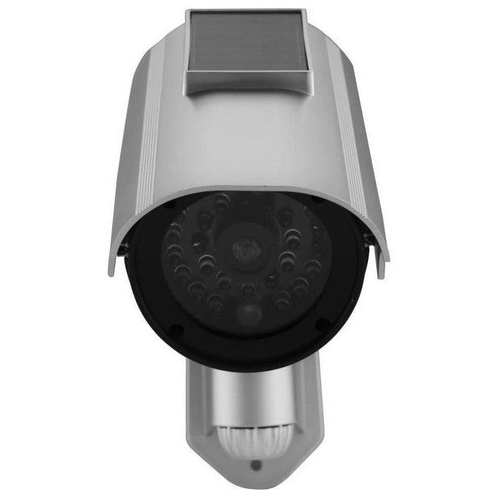 Caméra solaire factice - LINK2HOME - Flash rouge, piles rechargeables, ABS durable