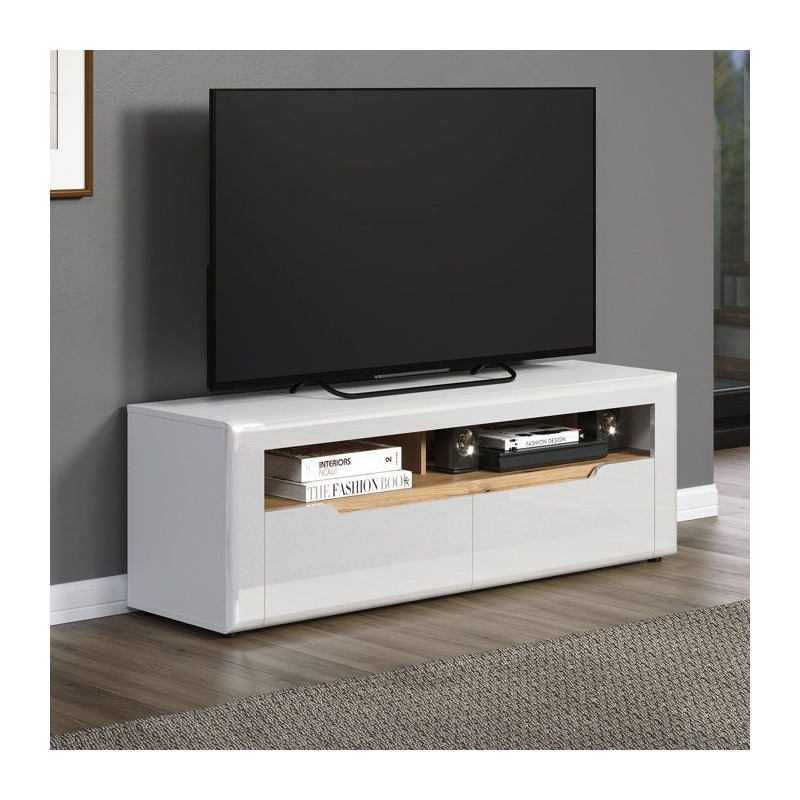Meuble TV - Marlon - Elégance - En panneaux de particules - Blanc mat Meuble TV - Marlon - Elégance - En panneaux de particules - Blanc mat