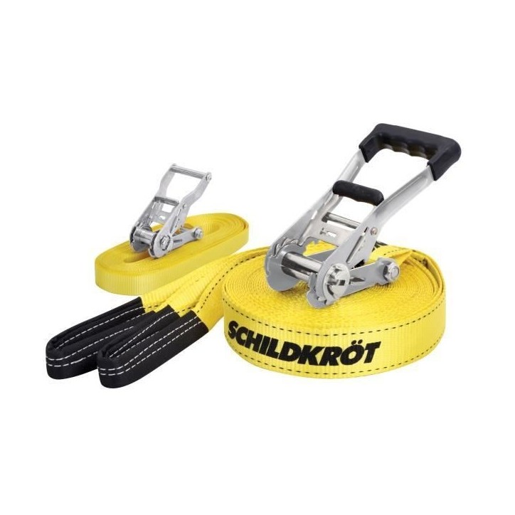 Slackline - SCHILDKROT - 15 m de long x 5 cm de large - Cliquet en métal - Sangle d'apprentissage incluse - Max 150 kg