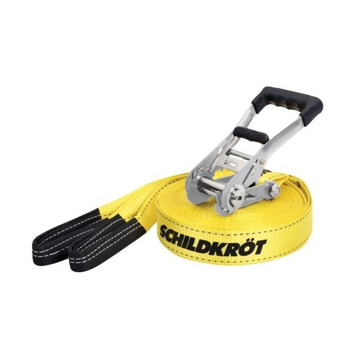 Slackline - SCHILDKROT - 15 m de long x 5 cm de large - Cliquet en métal - Sangle d'apprentissage incluse - Max 150 kg