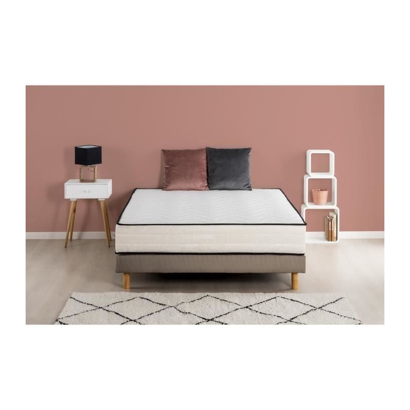 Ensemble Matelas + Sommier 140x190 cm - Mousse - 25 cm - DEKO DREAM HO