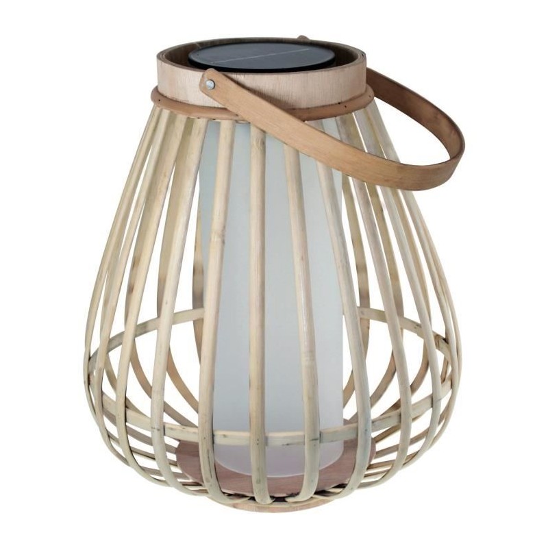 Lampe solaire - Marta - Beige - Bambou naturel - Eclairage effet flamm Lampe solaire - Marta - Beige - Bambou naturel - Eclairage effet flamm
