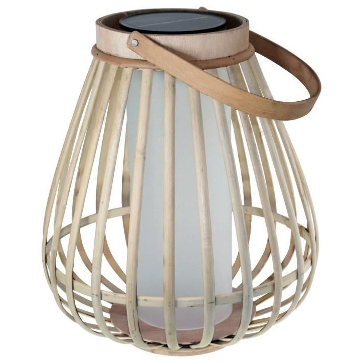 Lampe solaire - Marta - Beige - Bambou naturel - Eclairage effet flamme - Recharge USB et solaire Lampe solaire - Marta - Beige - Bambou naturel - Eclairage effet flamme - Recharge USB et solaire