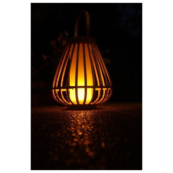 Lampe solaire - Marta - Beige - Bambou naturel - Eclairage effet flamme - Recharge USB et solaire Lampe solaire - Marta - Beige - Bambou naturel - Eclairage effet flamme - Recharge USB et solaire