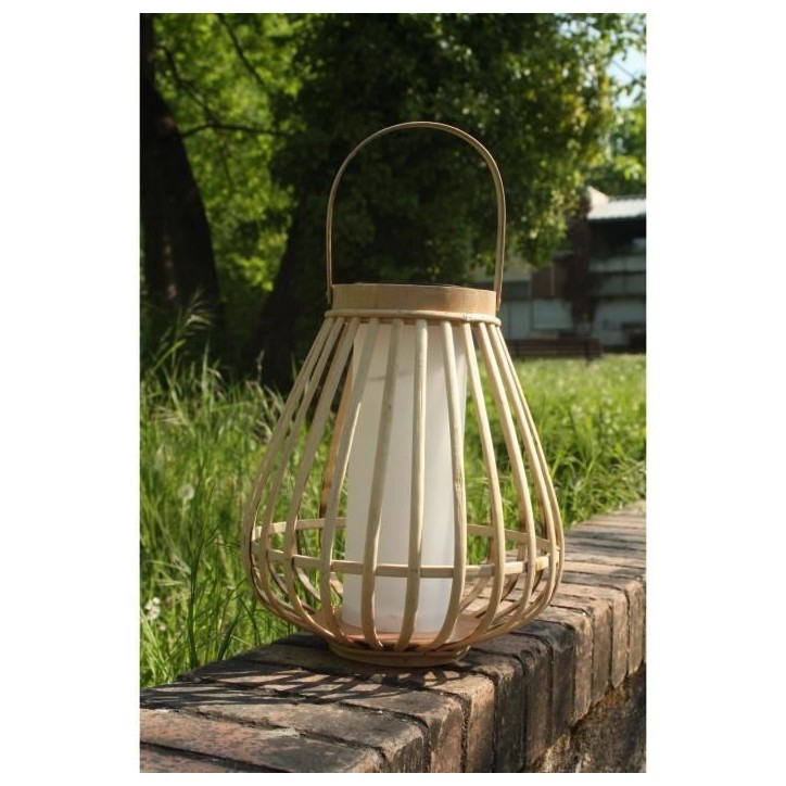 Lampe solaire - Marta - Beige - Bambou naturel - Eclairage effet flamme - Recharge USB et solaire Lampe solaire - Marta - Beige - Bambou naturel - Eclairage effet flamme - Recharge USB et solaire