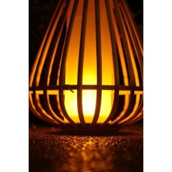 Lampe solaire - Marta - Beige - Bambou naturel - Eclairage effet flamm