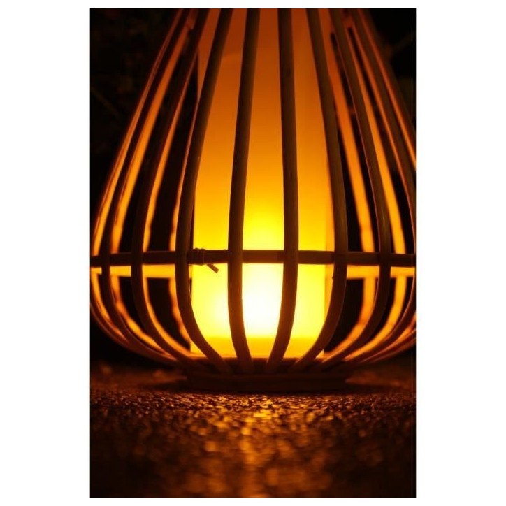 Lampe solaire - Marta - Beige - Bambou naturel - Eclairage effet flamme - Recharge USB et solaire Lampe solaire - Marta - Beige - Bambou naturel - Eclairage effet flamme - Recharge USB et solaire