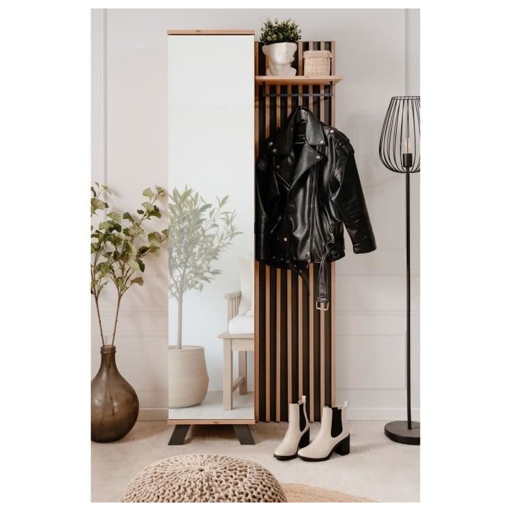 Vestiaire 1 porte 80x37x189,6 cm décor chene - MEDAN Vestiaire 1 porte 80x37x189,6 cm décor chene - MEDAN