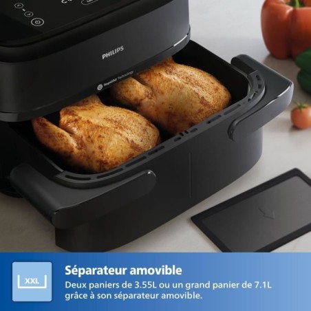 Friteuse sans huile PHILIPS - Airfryer NA150/00 - Capacité 7,1L - Double cuve - 6 préréglages - 2450W