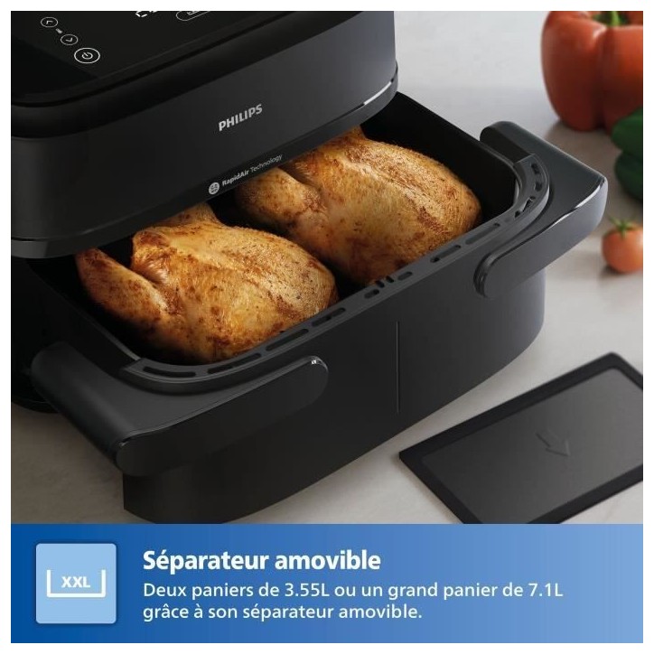 Friteuse sans huile PHILIPS - Airfryer NA150/00 - Capacité 7,1L - Double cuve - 6 préréglages - 2450W Friteuse sans huile PHILIPS - Airfryer NA150/00 - Capacité 7,1L - Double cuve - 6 préréglages - 2450W