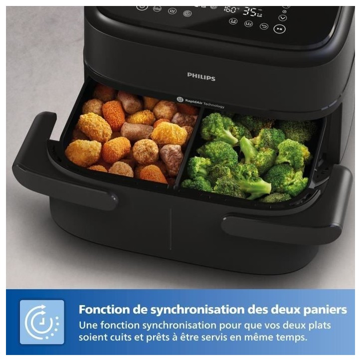 Friteuse sans huile PHILIPS - Airfryer NA150/00 - Capacité 7,1L - Double cuve - 6 préréglages - 2450W Friteuse sans huile PHILIPS - Airfryer NA150/00 - Capacité 7,1L - Double cuve - 6 préréglages - 2450W