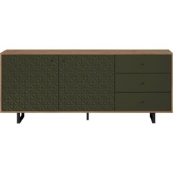 Buffet bas - SENTRA - Vert foncé - 2 portes, 3 tiroirs - 124 x 40 x 1