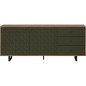 Buffet bas - SENTRA - Vert foncé - 2 portes, 3 tiroirs - 124 x 40 x 136 cm - TRENDTEAM