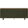 Buffet bas - SENTRA - Vert foncé - 2 portes, 3 tiroirs - 124 x 40 x 1